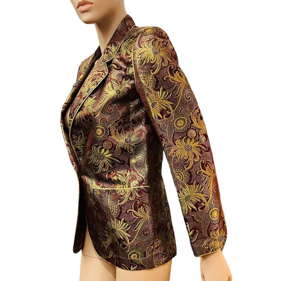 Vintage 80s Charlotte Ford II Metallic Gold and Red Jacket Blazer Size Small - Picture 7 of 14